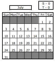 District School Academic Calendar for Benjamin Franklin Middle School for July 2022