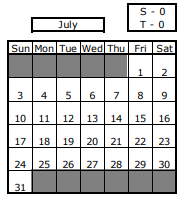 District School Academic Calendar for Sandburg Elem School for July 2022