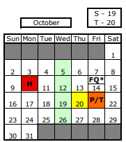 District School Academic Calendar for Early Learning Center for October 2022