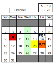 District School Academic Calendar for Wilcox Elem School for October 2022