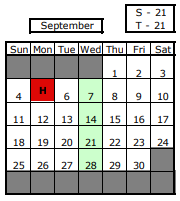 District School Academic Calendar for Dubois Elem School for September 2022
