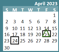 District School Academic Calendar for Horace Mann ELEM. for April 2023