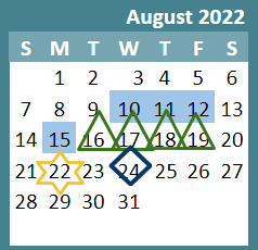 District School Academic Calendar for Hickory Hills ELEM. for August 2022
