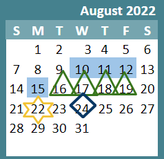 District School Academic Calendar for Hickory Hills Middle for August 2022