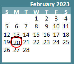 District School Academic Calendar for Pleasant View ELEM. for February 2023