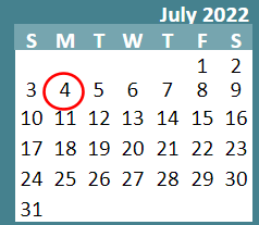 District School Academic Calendar for Pleasant View Middle for July 2022