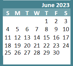 District School Academic Calendar for Pershing Middle for June 2023