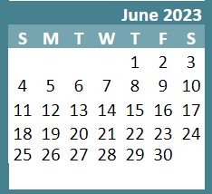 District School Academic Calendar for Pleasant View Middle for June 2023