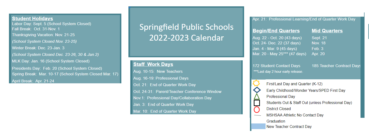 District School Academic Calendar Key for Central High
