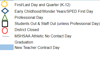 District School Academic Calendar Legend for Weaver ELEM.