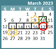 District School Academic Calendar for Study Middle for March 2023