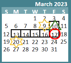 District School Academic Calendar for Robberson ELEM. for March 2023