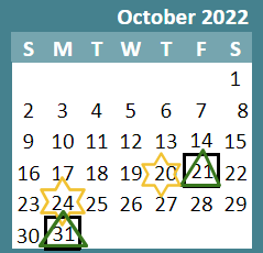 District School Academic Calendar for Weaver ELEM. for October 2022