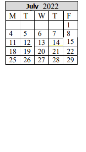 District School Academic Calendar for Van Sickle Middle School for July 2022