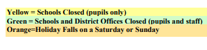 District School Academic Calendar Legend for High School Of Commerce