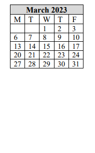 District School Academic Calendar for Milton Bradley School for March 2023