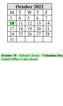 District School Academic Calendar for Hiram L Dorman for October 2022