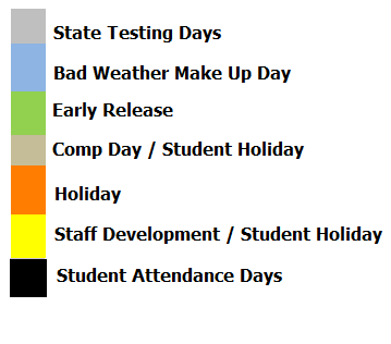 District School Academic Calendar Legend for Springtown Reno Elementary