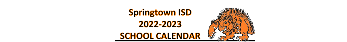District School Academic Calendar for Springtown Intermediate School