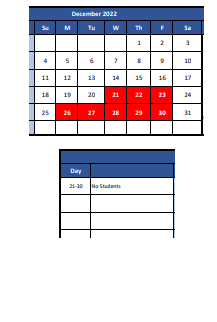 District School Academic Calendar for Sumner 9th Grade CTR. for December 2022