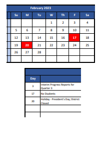 District School Academic Calendar for Adams ELEM. for February 2023