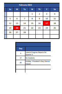 District School Academic Calendar for Lyon Academy - Basic INSTR. for February 2023