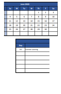 District School Academic Calendar for Shaw VISUAL/PERF. Arts CTR. for June 2023