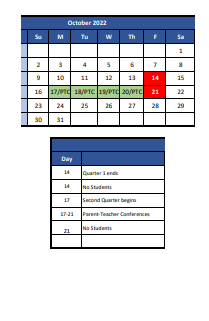 District School Academic Calendar for Fanning Middle Community ED. for October 2022