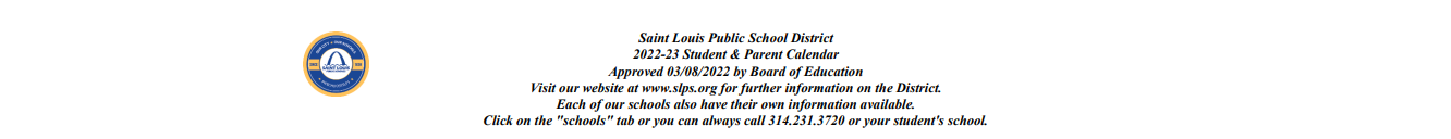District School Academic Calendar for ST. Louis Charter SCH.