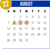 District School Academic Calendar for E. E. Lyon Elementary School for August 2022