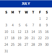 District School Academic Calendar for Creekside Junior High for July 2022