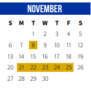 District School Academic Calendar for Sixth Ward Elementary School for November 2022