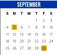District School Academic Calendar for Northshore High School for September 2022