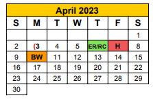 District School Academic Calendar for Hook Elementary for April 2023