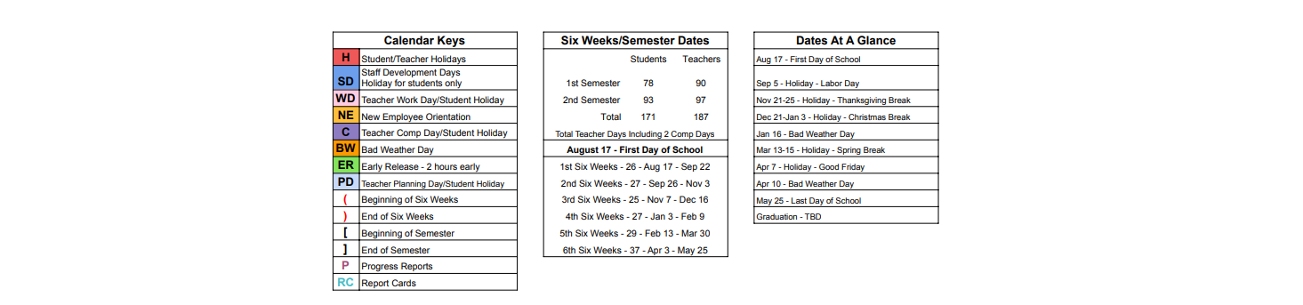 District School Academic Calendar Key for Hook Elementary