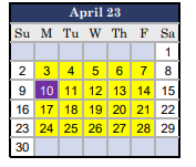 District School Academic Calendar for Urbani Institute for April 2023