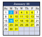 District School Academic Calendar for Marshall Middle for January 2023