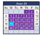 District School Academic Calendar for Urbani Institute for June 2023