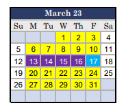 District School Academic Calendar for Urbani Institute for March 2023