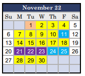 District School Academic Calendar for Marshall Middle for November 2022