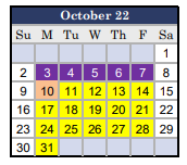 District School Academic Calendar for John C. Fremont Elementary for October 2022