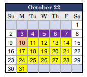 District School Academic Calendar for Marshall Middle for October 2022