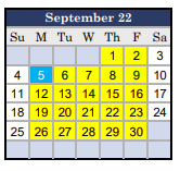 District School Academic Calendar for Urbani Institute for September 2022