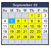 District School Academic Calendar for John Marshall Elementary for September 2022