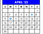 District School Academic Calendar for Early Childhood Lrn Ctr for April 2023