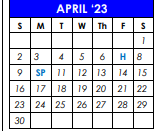 District School Academic Calendar for Travis El for April 2023