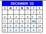 District School Academic Calendar for Early Childhood Lrn Ctr for December 2022