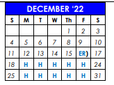 District School Academic Calendar for Travis El for December 2022