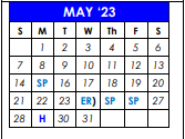 District School Academic Calendar for Early Childhood Lrn Ctr for May 2023