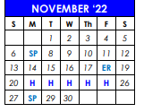 District School Academic Calendar for Early Childhood Lrn Ctr for November 2022